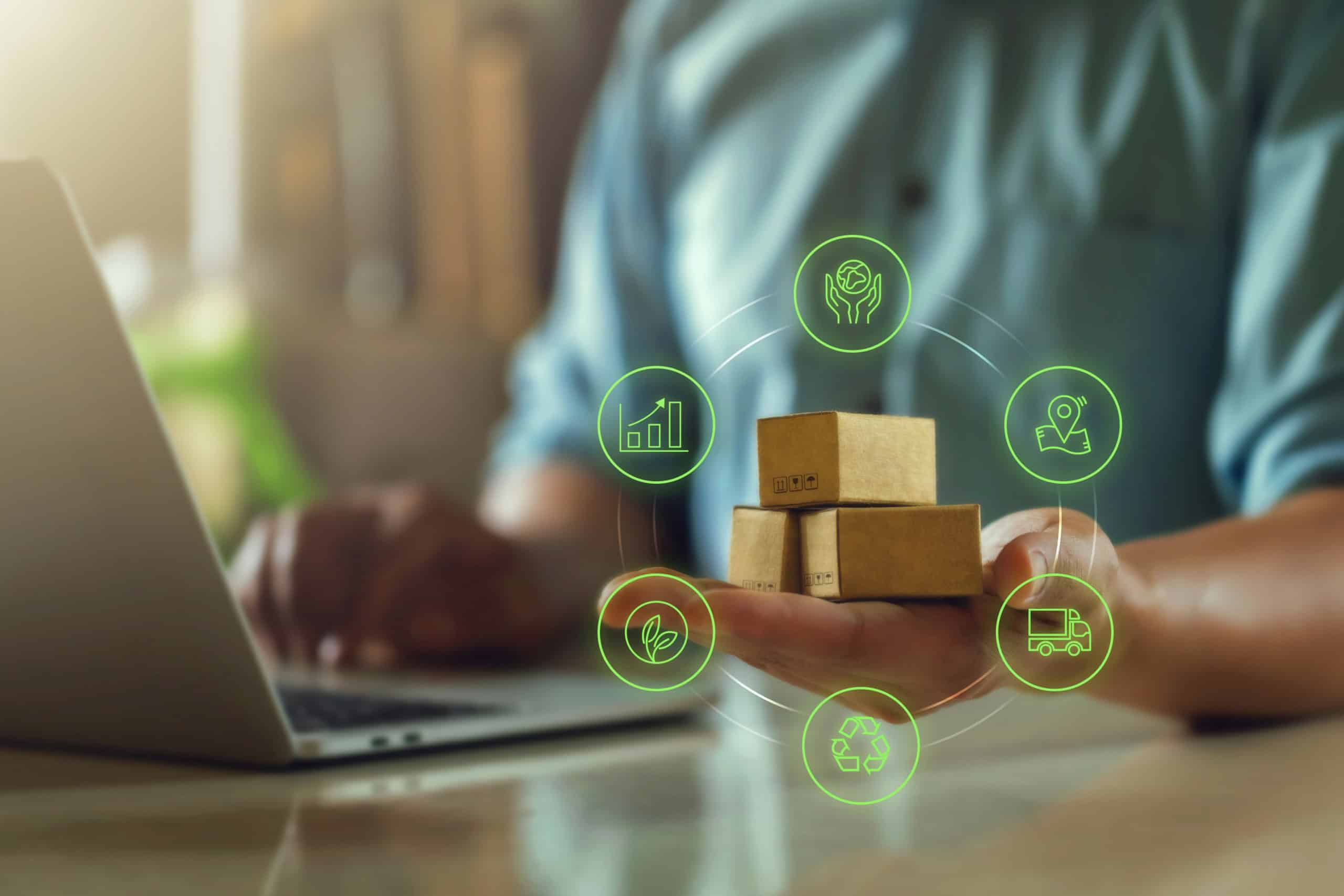 Green,Logistics,Or,Sustainable,Global,Transport.,Sustainable,Logistics,Businessman,Holding